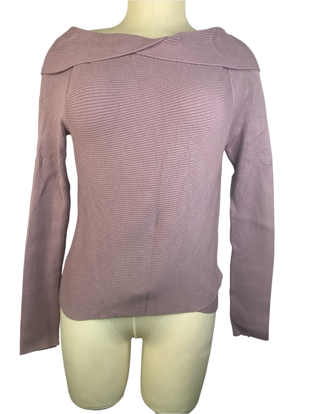 Soft Surroundings Dusty Lilac Off-the-Shoulder Ribbed Sweater Womenβs Medium